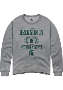 Andrew Brinson IV Rally Mens Graphite Michigan State Spartans NIL Sport Icon Crew Sweatshirt