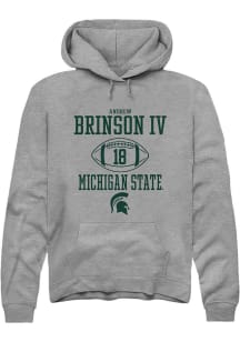 Andrew Brinson IV Rally Mens Graphite Michigan State Spartans NIL Sport Icon Hooded Sweatshirt