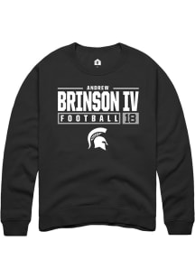 Andrew Brinson IV Rally Mens Black Michigan State Spartans NIL Stacked Box Crew Sweatshirt