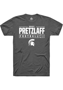 Brady Pretzlaff Dark Grey Michigan State Spartans NIL Stacked Box Short Sleeve T Shirt