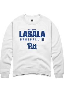 Anthony LaSala Rally Mens White Pitt Panthers NIL Stacked Box Crew Sweatshirt