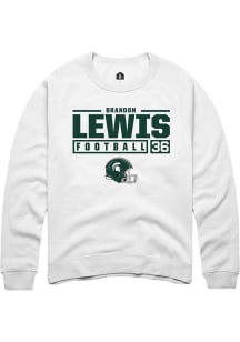 Brandon Lewis Rally Mens White Michigan State Spartans NIL Stacked Box Crew Sweatshirt
