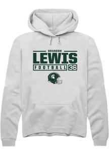 Brandon Lewis Rally Mens White Michigan State Spartans NIL Stacked Box Hooded Sweatshirt