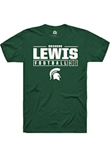Brandon Lewis  Michigan State Spartans Green Rally NIL Stacked Box Short Sleeve T Shirt