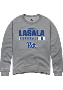 Anthony LaSala Rally Mens Graphite Pitt Panthers NIL Stacked Box Crew Sweatshirt