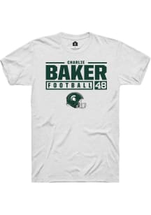 Charlie Baker White Michigan State Spartans NIL Stacked Box Short Sleeve T Shirt