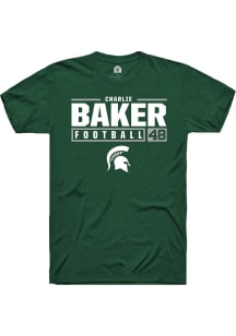 Charlie Baker Green Michigan State Spartans NIL Stacked Box Short Sleeve T Shirt