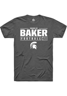 Charlie Baker Dark Grey Michigan State Spartans NIL Stacked Box Short Sleeve T Shirt