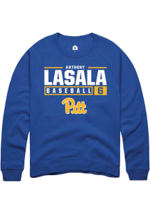 Anthony LaSala Rally Mens Blue Pitt Panthers NIL Stacked Box Crew Sweatshirt