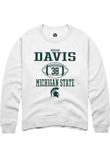 Dorian Davis Rally Mens White Michigan State Spartans NIL Sport Icon Crew Sweatshirt