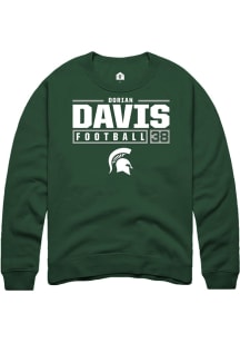Dorian Davis Rally Mens Green Michigan State Spartans NIL Stacked Box Crew Sweatshirt