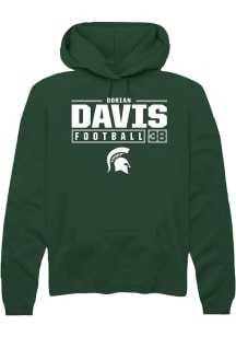 Dorian Davis Rally Mens Green Michigan State Spartans NIL Stacked Box Hooded Sweatshirt