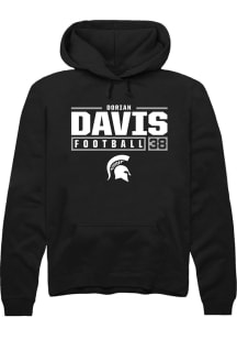 Dorian Davis Rally Mens Black Michigan State Spartans NIL Stacked Box Hooded Sweatshirt