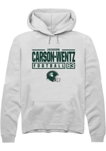 Jackson Carson-Wentz Rally Mens White Michigan State Spartans NIL Stacked Box Hooded Sweatshirt