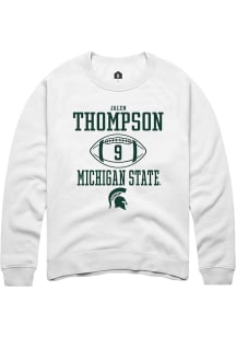 Jalen Thompson Rally Mens White Michigan State Spartans NIL Sport Icon Crew Sweatshirt