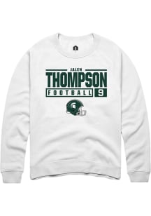 Jalen Thompson Rally Mens White Michigan State Spartans NIL Stacked Box Crew Sweatshirt