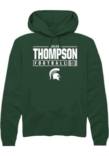 Jalen Thompson Rally Mens Green Michigan State Spartans NIL Stacked Box Hooded Sweatshirt