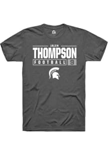 Jalen Thompson Dark Grey Michigan State Spartans NIL Stacked Box Short Sleeve T Shirt