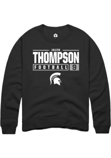Jalen Thompson Rally Mens Black Michigan State Spartans NIL Stacked Box Crew Sweatshirt