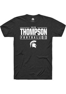 Jalen Thompson Black Michigan State Spartans NIL Stacked Box Short Sleeve T Shirt