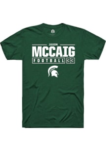 Jaxon McCaig Green Michigan State Spartans NIL Stacked Box Short Sleeve T Shirt