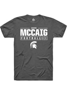 Jaxon McCaig Dark Grey Michigan State Spartans NIL Stacked Box Short Sleeve T Shirt