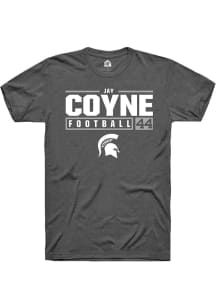Jay Coyne Dark Grey Michigan State Spartans NIL Stacked Box Short Sleeve T Shirt