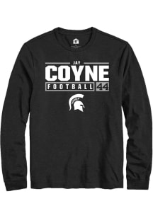 Jay Coyne Rally Mens Black Michigan State Spartans NIL Stacked Box Design Tee
