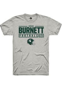Kekai Burnett Ash Michigan State Spartans NIL Stacked Box Short Sleeve T Shirt