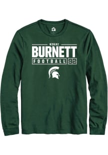 Kekai Burnett Rally Mens Green Michigan State Spartans NIL Stacked Box Tee