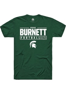 Kekai Burnett Green Michigan State Spartans NIL Stacked Box Short Sleeve T Shirt
