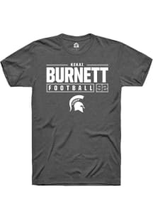 Kekai Burnett Dark Grey Michigan State Spartans NIL Stacked Box Short Sleeve T Shirt