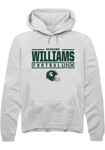 Keshawn Williams Rally Mens White Michigan State Spartans NIL Stacked Box Hooded Sweatshirt