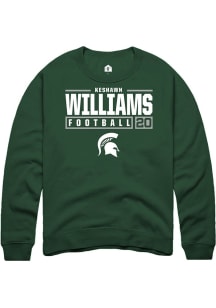 Keshawn Williams Rally Mens Green Michigan State Spartans NIL Stacked Box Crew Sweatshirt