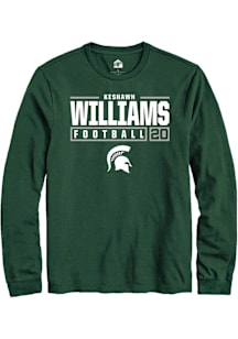 Keshawn Williams  Michigan State Spartans Green Rally NIL Stacked Box Long Sleeve T Shirt