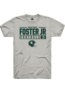 Montorie Foster, Jr Ash Michigan State Spartans NIL Stacked Box Short Sleeve T Shirt