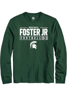 Montorie Foster, Jr Rally Mens Green Michigan State Spartans NIL Stacked Box Tee