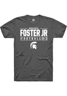 Montorie Foster, Jr Dark Grey Michigan State Spartans NIL Stacked Box Short Sleeve T Shirt