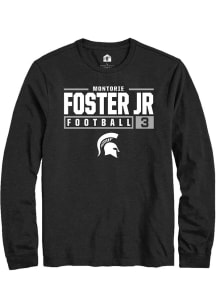 Montorie Foster, Jr Rally Mens Black Michigan State Spartans NIL Stacked Box Tee