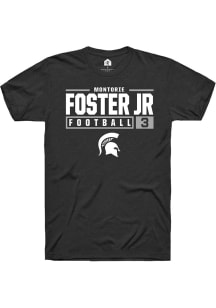 Montorie Foster, Jr Black Michigan State Spartans NIL Stacked Box Short Sleeve T Shirt