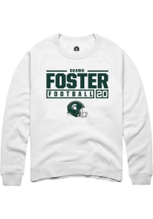 Shawn Foster Rally Mens White Michigan State Spartans NIL Stacked Box Crew Sweatshirt