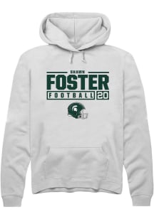 Shawn Foster Rally Mens White Michigan State Spartans NIL Stacked Box Hooded Sweatshirt