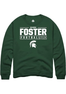 Shawn Foster Rally Mens Green Michigan State Spartans NIL Stacked Box Crew Sweatshirt