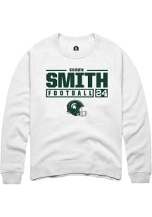 Shawn Smith Rally Mens White Michigan State Spartans NIL Stacked Box Crew Sweatshirt