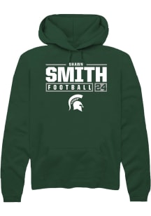 Shawn Smith Rally Mens Green Michigan State Spartans NIL Stacked Box Hooded Sweatshirt