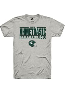 Tarik Ahmetbasic Ash Michigan State Spartans NIL Stacked Box Short Sleeve T Shirt
