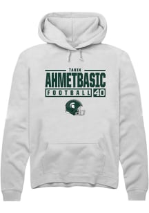 Tarik Ahmetbasic Rally Mens White Michigan State Spartans NIL Stacked Box Hooded Sweatshirt