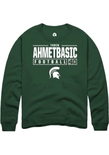 Tarik Ahmetbasic Rally Mens Green Michigan State Spartans NIL Stacked Box Crew Sweatshirt