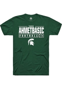 Tarik Ahmetbasic Green Michigan State Spartans NIL Stacked Box Short Sleeve T Shirt