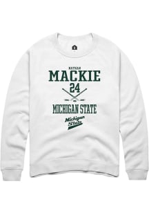Nathan Mackie Rally Mens White Michigan State Spartans NIL Sport Icon Crew Sweatshirt